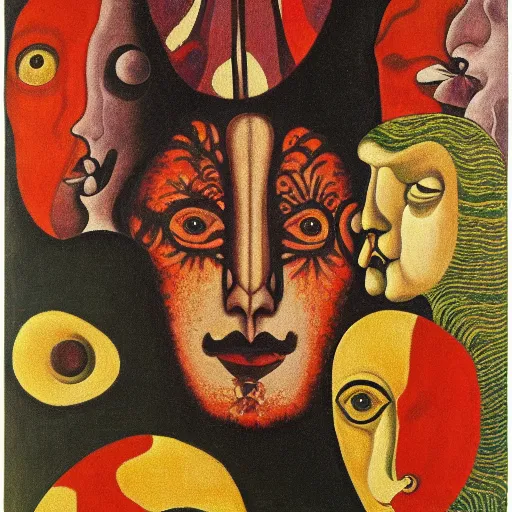 Image similar to floral face portrait by leonetto cappiello and wojciech siudmak and ernst fuchs, anni albers, oil on canvas