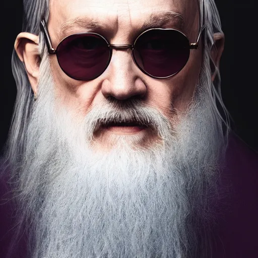 Prompt: portrait of dumbledore wearing sunglasses, beautiful portrait, studio lighting, 4 k, masterpiece