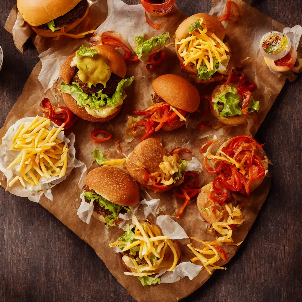 Prompt: photo of a tasty cheeseburger, food photography