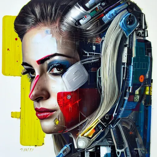 Prompt: portrait of a female android by Sandra Chevrier