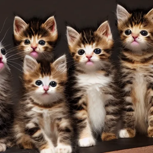 Image similar to an amazing award winning photo of kittens playing in a band, very detailed and sharp, 4k hdr, masterpiece