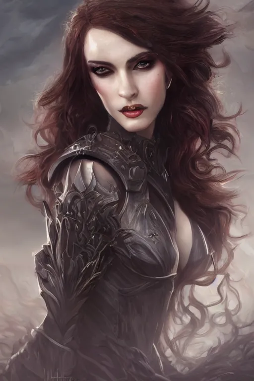 Prompt: a beauty vampire woman paladin, 8 k, full body dark woods hyperrealistic, windy hair dragon slayer, hyperdetailed, symmetrical face and body high fantasy portrait by laura sava