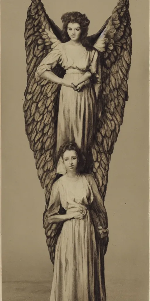 Image similar to full body portrait of young women with angel wings