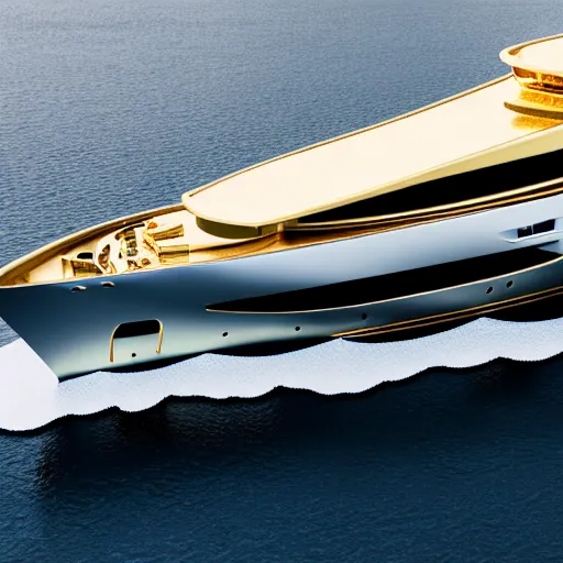 Image similar to wrinkled old man polishing the side of a gold plated mega yacht