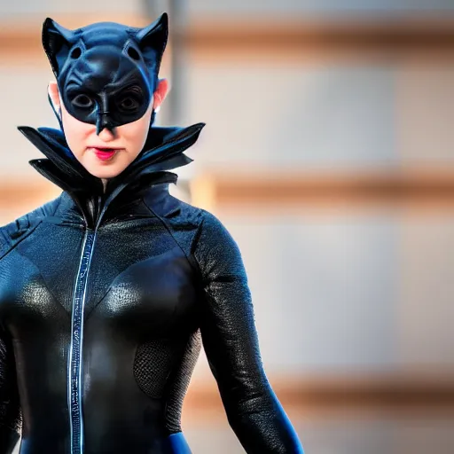 Image similar to Mark Zuckerberg as Catwoman, 105mm, Canon, f/4, ISO 100, 1/200s, 8K, RAW, symmetrical balance, Dolby Vision, Aperture Priority