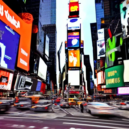 Image similar to a still of a giraffe stand in the intersection at times square. motion blur