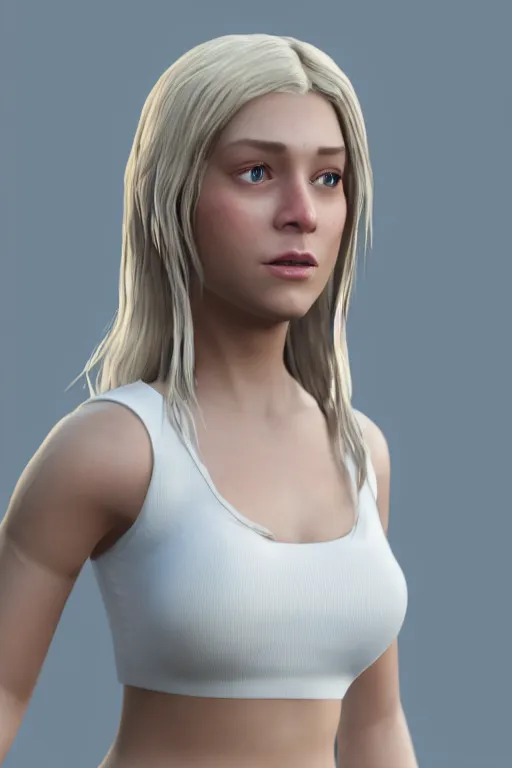 Prompt: fotorealistic 16K render of Zoe the female character from videogame Dramfall Chapters, photorealism, full body, white ambient background, unreal engine 5, hyperrealistic, highly detailed, XF IQ4, 150MP, 50mm, F1.4, ISO 200, 1/160s, natural light, Adobe Lightroom, photolab, Affinity Photo, PhotoDirector 365, realistic