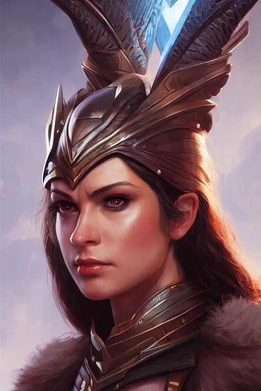 Image similar to amazon valkyrie athena, d & d, fantasy, portrait, highly detailed, headshot, digital painting, trending on artstation, concept art, sharp focus, illustration, art by artgerm and greg rutkowski and magali villeneuve