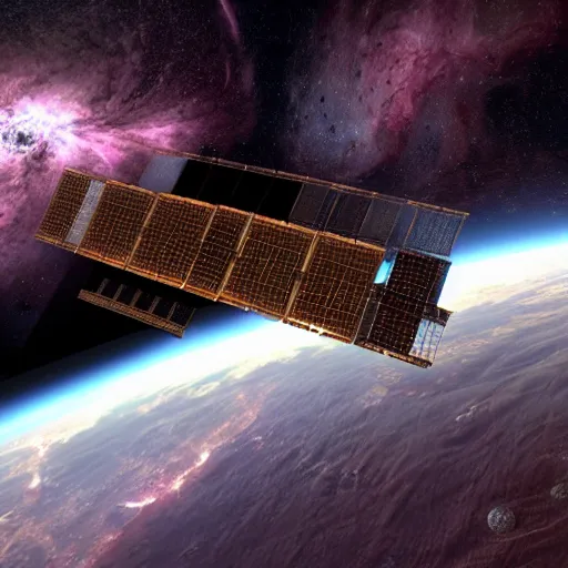 Image similar to a space station in front of a wormhole