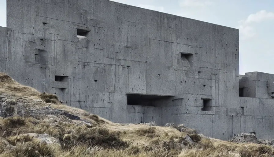 Image similar to big brutalist imperial military base on peruvian cliffs, twelve angle stone design, drawing architecture, pritzker architecture prize, brutalism architecture, cinematic shot, by greig fraser, by emmanuel lubezki, robert richardson, hoyte van hoytema, roger deankins