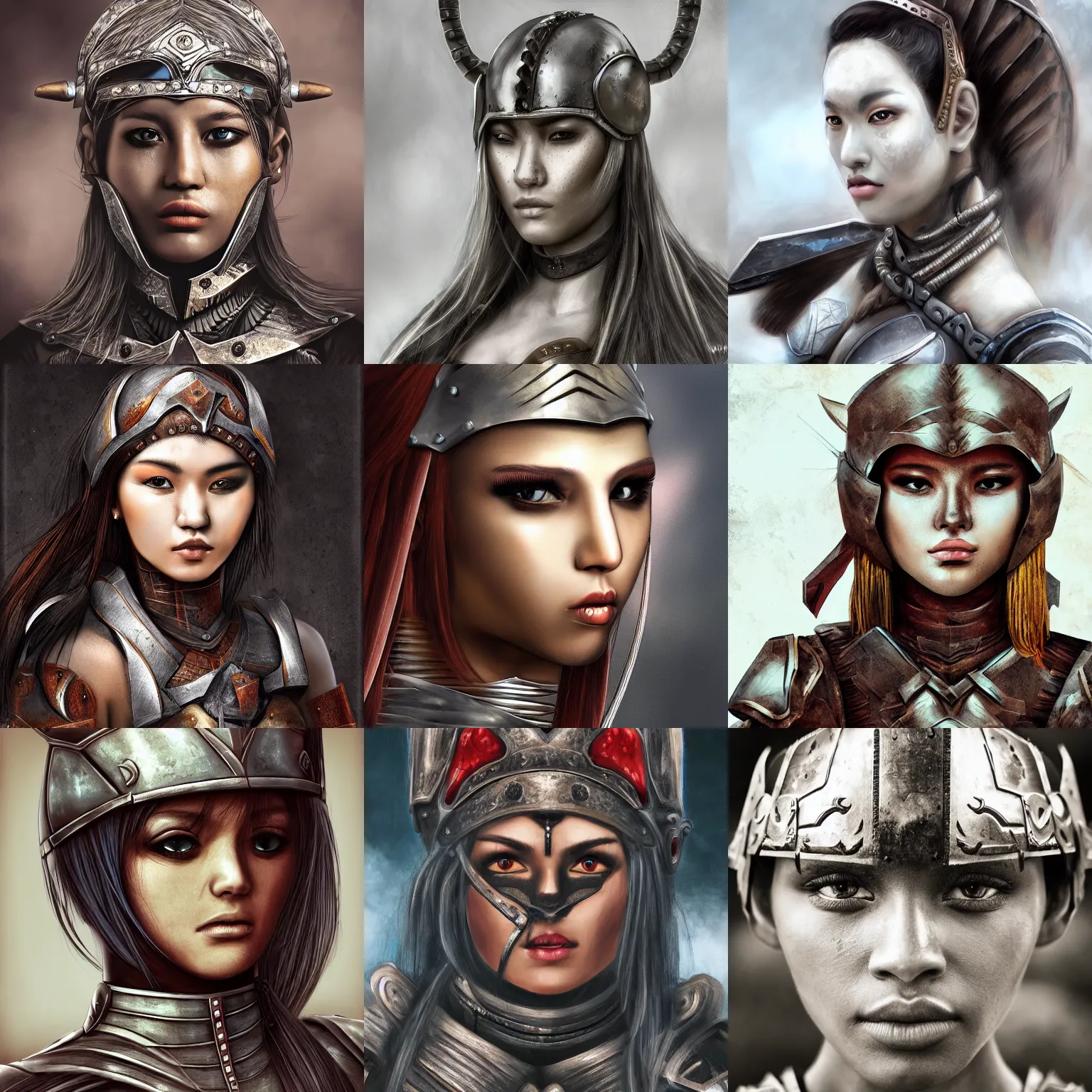 Prompt: a close up portrait of a beautiful, iron - clad female warrior by wookun