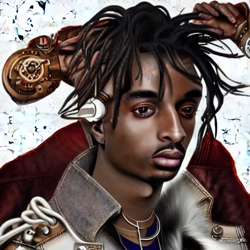 Prompt: playboi carti in futuristic steampunk style digital art 4 k the detailed super realistic