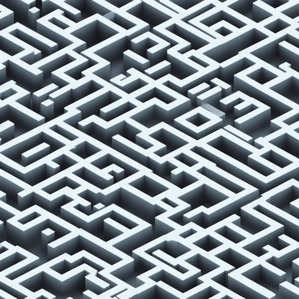 Image similar to wimmelbilder maze made of acrylic panels, isometric, white path, octane render, particle effects, unreal engine, very sharp, high contrast