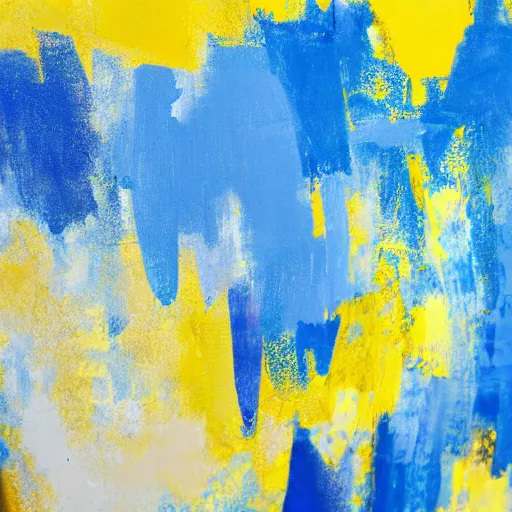 Image similar to a photo of blue paint mixed with yellow paint on canvas