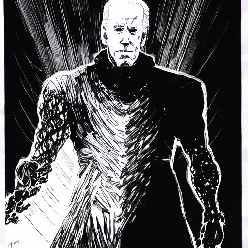 Image similar to Joe Biden looking sinister, by Tsutomu Nihei, highly detailed