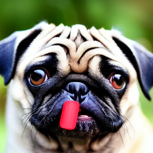 Image similar to a pug eating a popsicle