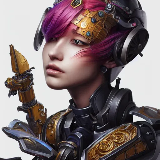 Image similar to studio portrait of lawful good colorful female holy mecha paladin absurdly beautiful, elegant, young sensual graceful woman, ultrafine hyperrealistic detailed face illustration by kim jung gi, irakli nadar, intricate linework, sharp focus, bright colors, matte, octopath traveler, final fantasy, unreal engine highly rendered, global illumination, radiant light, intricate environment