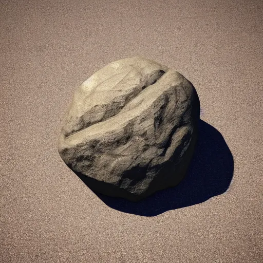 Image similar to a beautiful rock on the beach, octane render, nvidia raytracing demo, detailed, 8 k, masterpiece