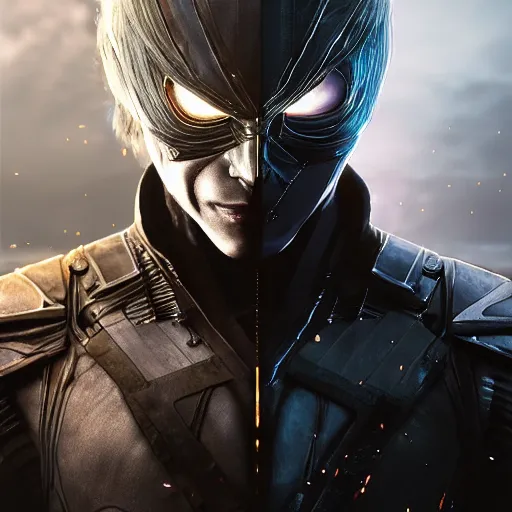 Image similar to highly detailed hybrid of raiden from mortal kombat, and raiden from metal gear solid. vfx portrait, stephen bliss, unreal engine, greg rutkowski, loish, rhads, beeple, makoto shinkai and lois van baarle, ilya kuvshinov, rossdraws, tom bagshaw, alphonse mucha, global illumination, detailed and intricate environment