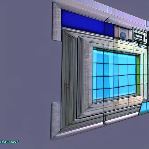 Image similar to 1 9 9 0 s ray traced early computer graphics windows 1 9 9 9