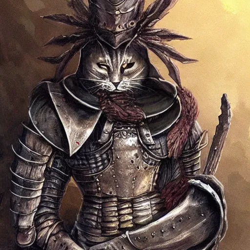 Prompt: three - ply portrait death cat dark souls in armor made of polished dragon bones looks relaxed, quantum physics, victorian era