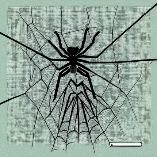 Image similar to weaver worker in a spider web, technical diagram