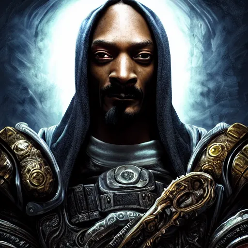 Image similar to portrait of snoop dogg as the grim reaper, league of legends amazing splashscreen artwork, gears of war, splash art, natural light, elegant, photorealistic facial features, intricate, fantasy, detailed face, atmospheric lighting, anamorphic lens flare, cinematic lighting, league of legends splash art, hd wallpaper, ultra high details by greg rutkowski