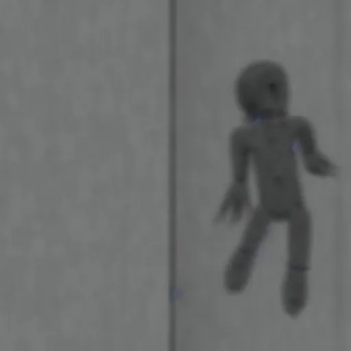 Image similar to A gangly humanoid monster running towards a person sleeping in a bed, screenshot of found footage, grainy, blurry, photo realistic, viral