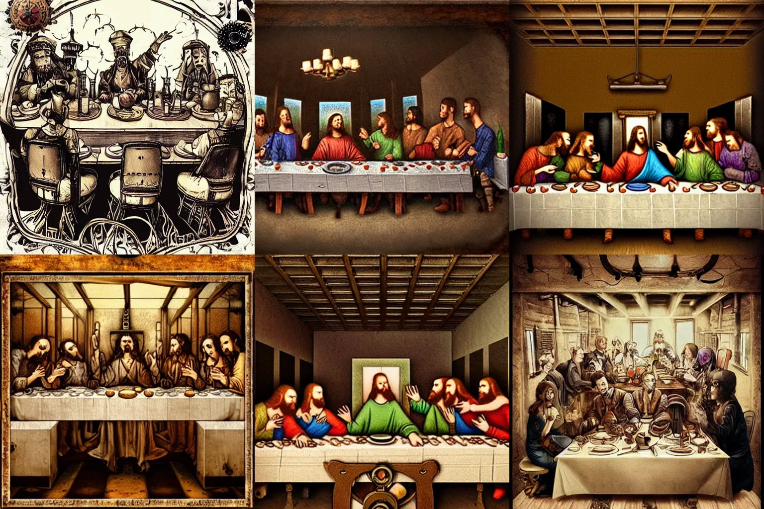 Prompt: the last supper in steampunk style