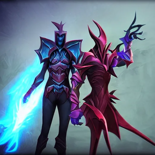 Prompt: league of legends, aatrox + zed