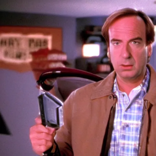 Image similar to A still of Saul Goodman in Back to the Future