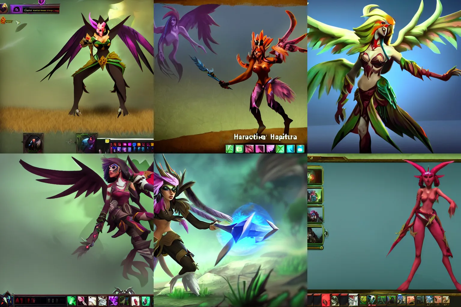 Prompt: A picture of a harpy as a DOTA 2 character, in-game screenshot