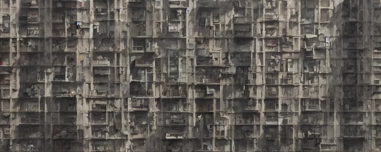 Prompt: city block facade. texture. art by greg rutkowski and william o'connor