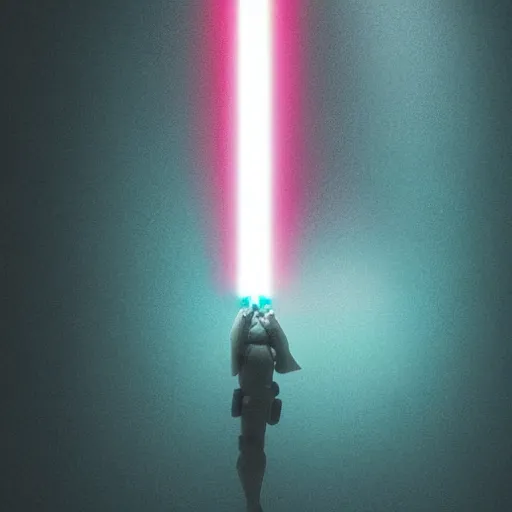 Image similar to a lightsaber flying through a cave lighting up the walls as it spins through