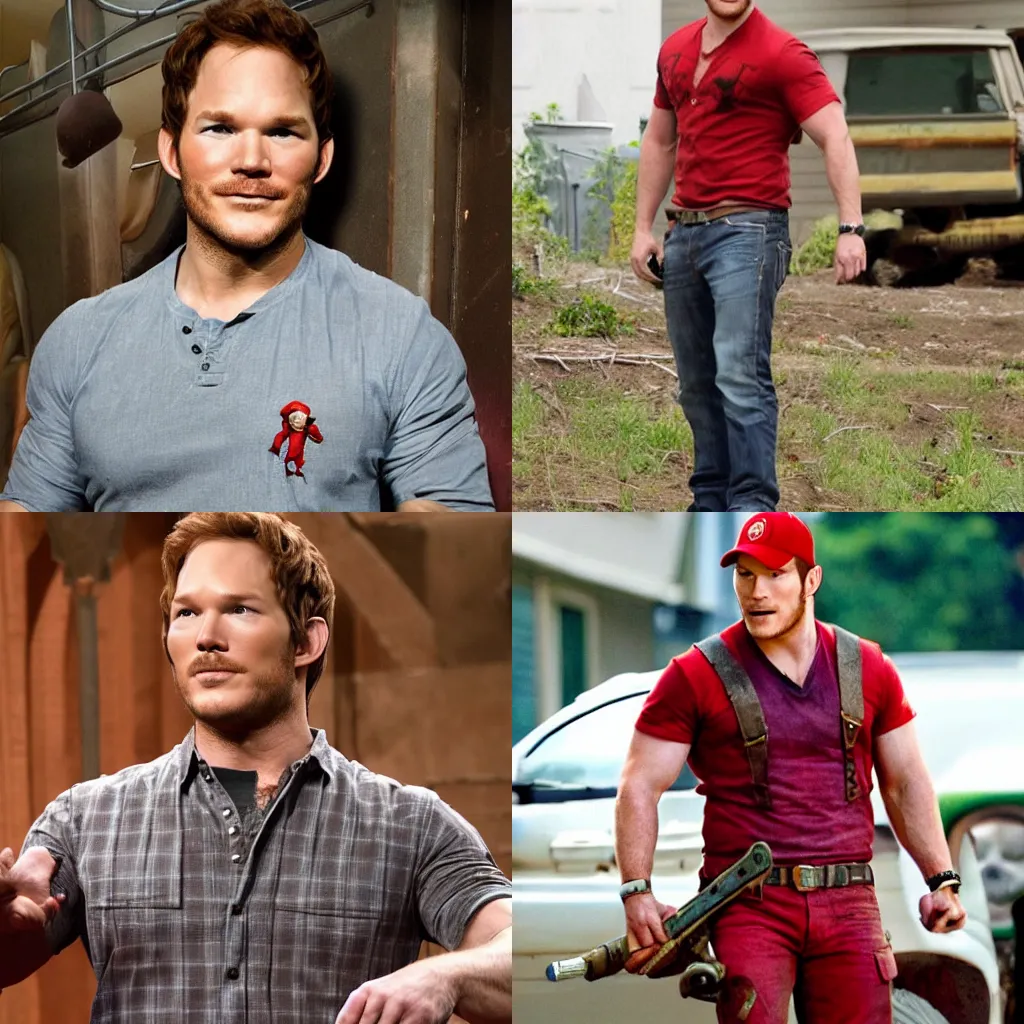 Prompt: red plumber chris pratt