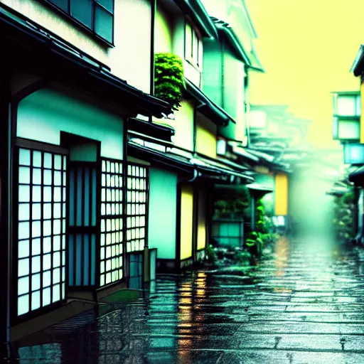 Image similar to anime tokyo residential quiet street scenery only wallpaper aesthetic, rainy scene, beautiful