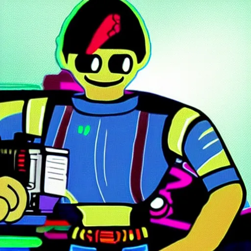 Prompt: quentin tarantino in the video game commander keen