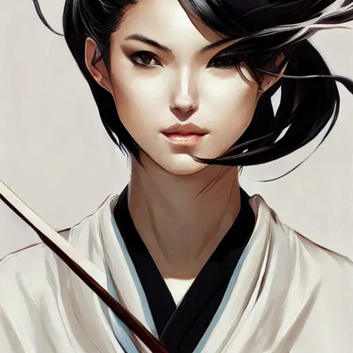 Prompt: cassandra cain wearing a white silk kimono!!!, attractive, modern, victoria's secret, highly detailed, digital painting, artstation, concept art, smooth, sharp focus, illustration, art by artgerm, greg rutkowski