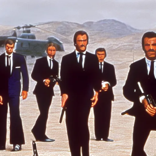 Prompt: battle royale between james bond actors sean connery, roger moore, timothy dalton, pierce brosnan, and daniel craig