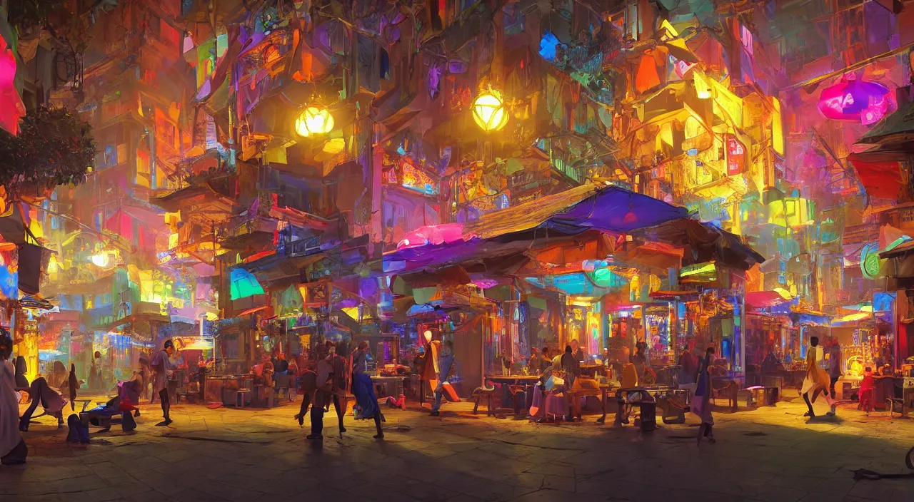 Image similar to bazaar zouk oriantal multicolorful sky shine place mosquet painting stylized digital video game icon global illumination ray tracing 8 k hd resolution, by ilya kuvshinov and cushart krentz and gilleard james