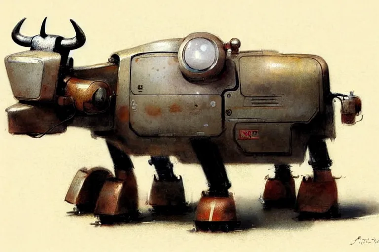 Image similar to ( ( ( ( ( 1 9 5 0 s retro future robot cow. muted colors. ) ) ) ) ) by jean - baptiste monge!!!!!!!!!!!!!!!!!!!!!!!!!!!!!!