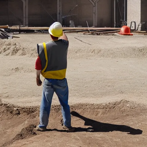 Prompt: a construction worker wearing a baseball hat