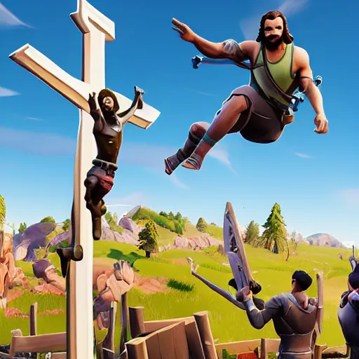 Image similar to jesus christ crucifixion fortnite event