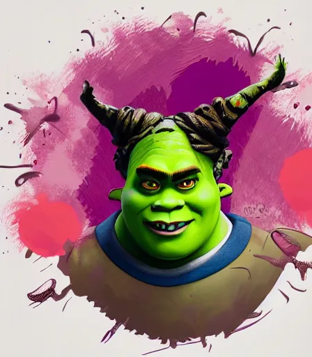 Prompt: Tim Burton style Shrek by Alex Pardee and Nekro and Petros Afshar, and James McDermott,unstirred paint, vivid color, cgsociety 4K