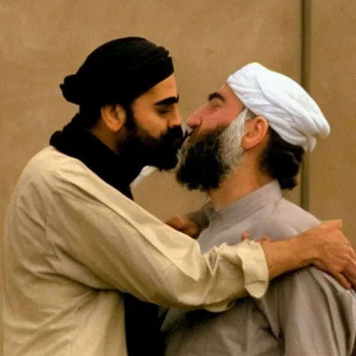 Image similar to george bush kissing osama bin laden