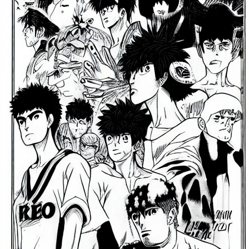 Image similar to hajime no ippo drawn in berserk format, by kentaro miura