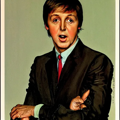 Prompt: portrait of Paul McCartney (1965), by Norman Rockwell