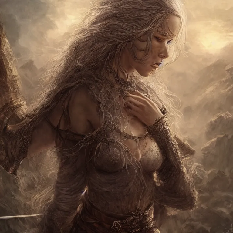 Prompt: award - winning extremely detailed fantasy art of a cute female, lord of the rings, 4 k