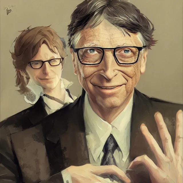 bill gates anime villain, elegant, portrait, detailed,, Stable Diffusion