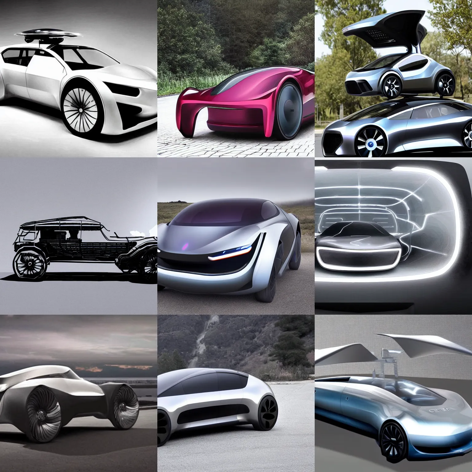 Prompt: car designed by Nikola Tesla in 2023
